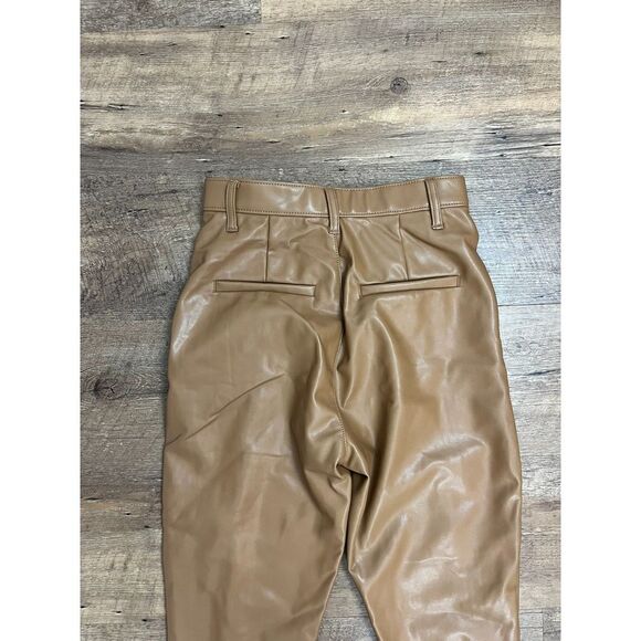 Abercrombie & Fitch Ultra High-Rise Faux Leather Pants Split Ankle Brown 26 NWT - Picture 10 of 12